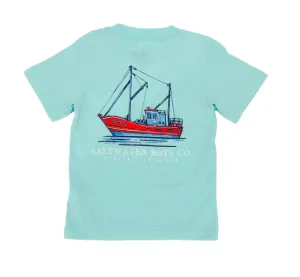 Saltwater Boys Shrimp Boat SS Pocket Tee - Aqua