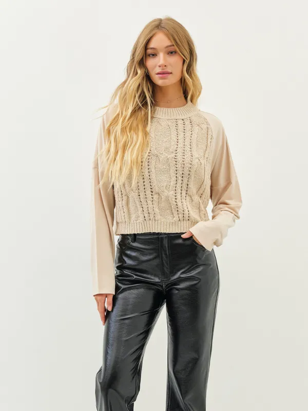 Sand Raglan Sleeve Knit Terry Top