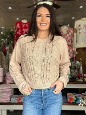 Sand Raglan Sleeve Knit Terry Top