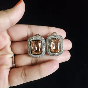 Sanjana Cubic Zirconia Classic Tops With Black Plating Peach
