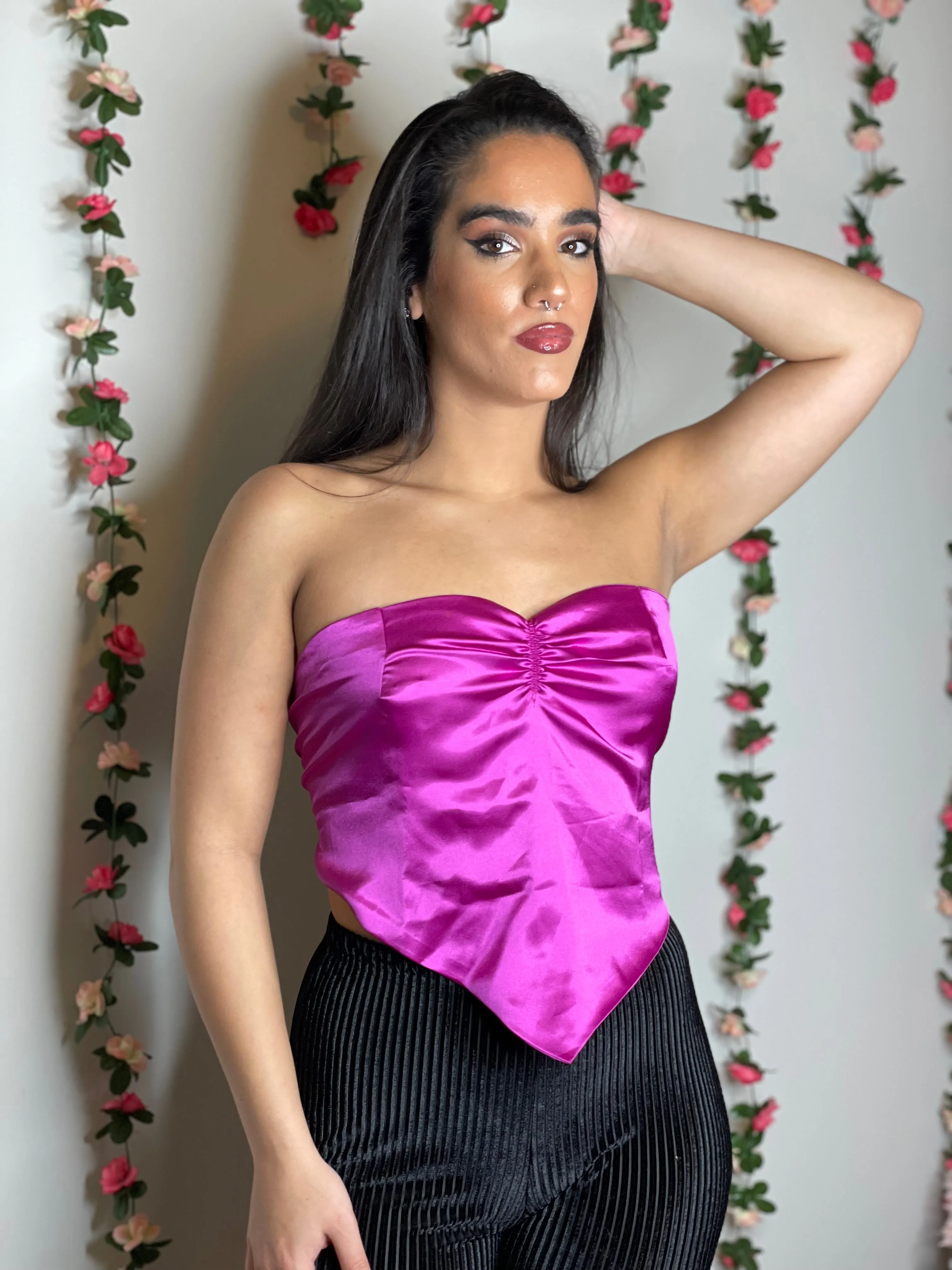 Satin wrap top