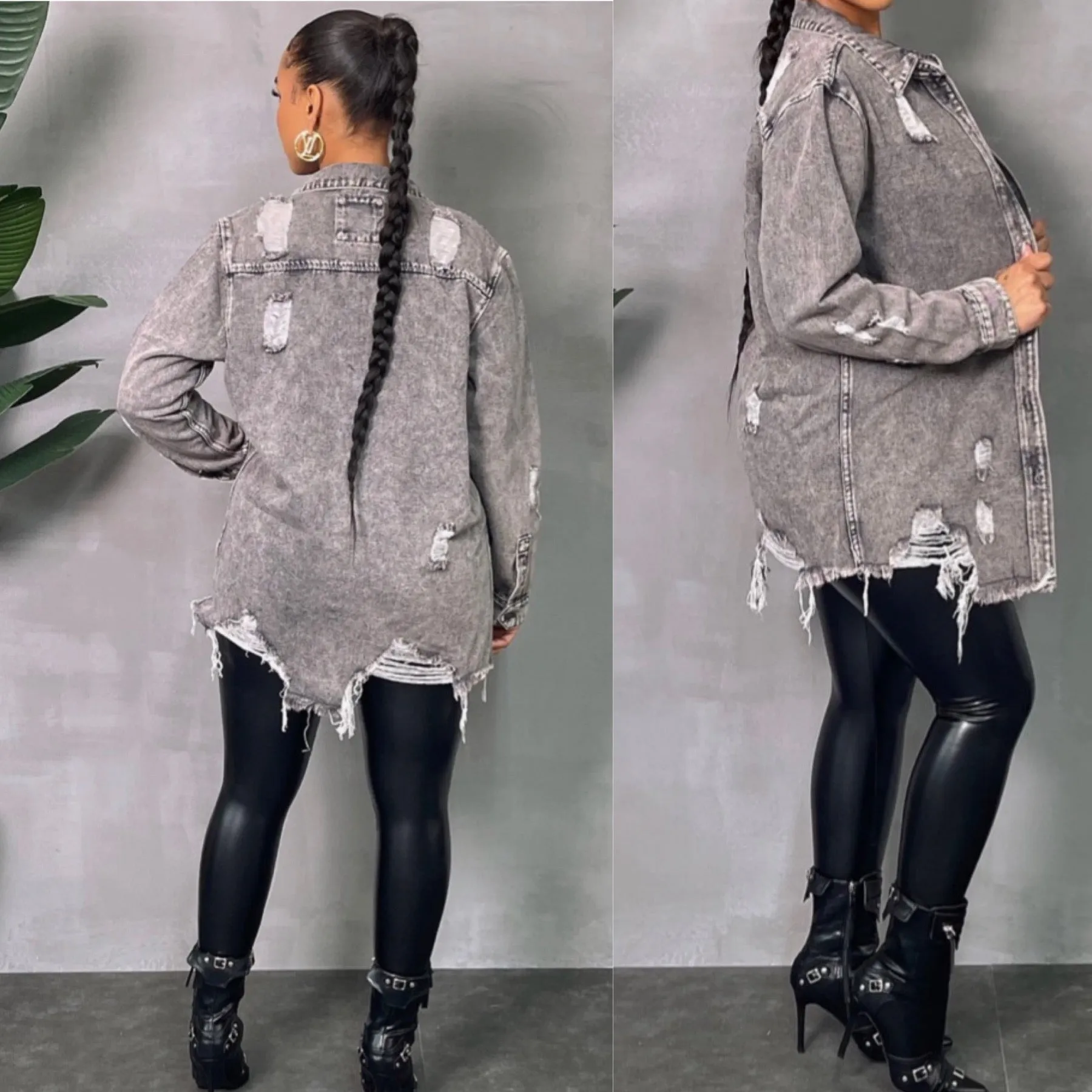 Savage Distressed Denim Shirt Jacket! Medium Left
