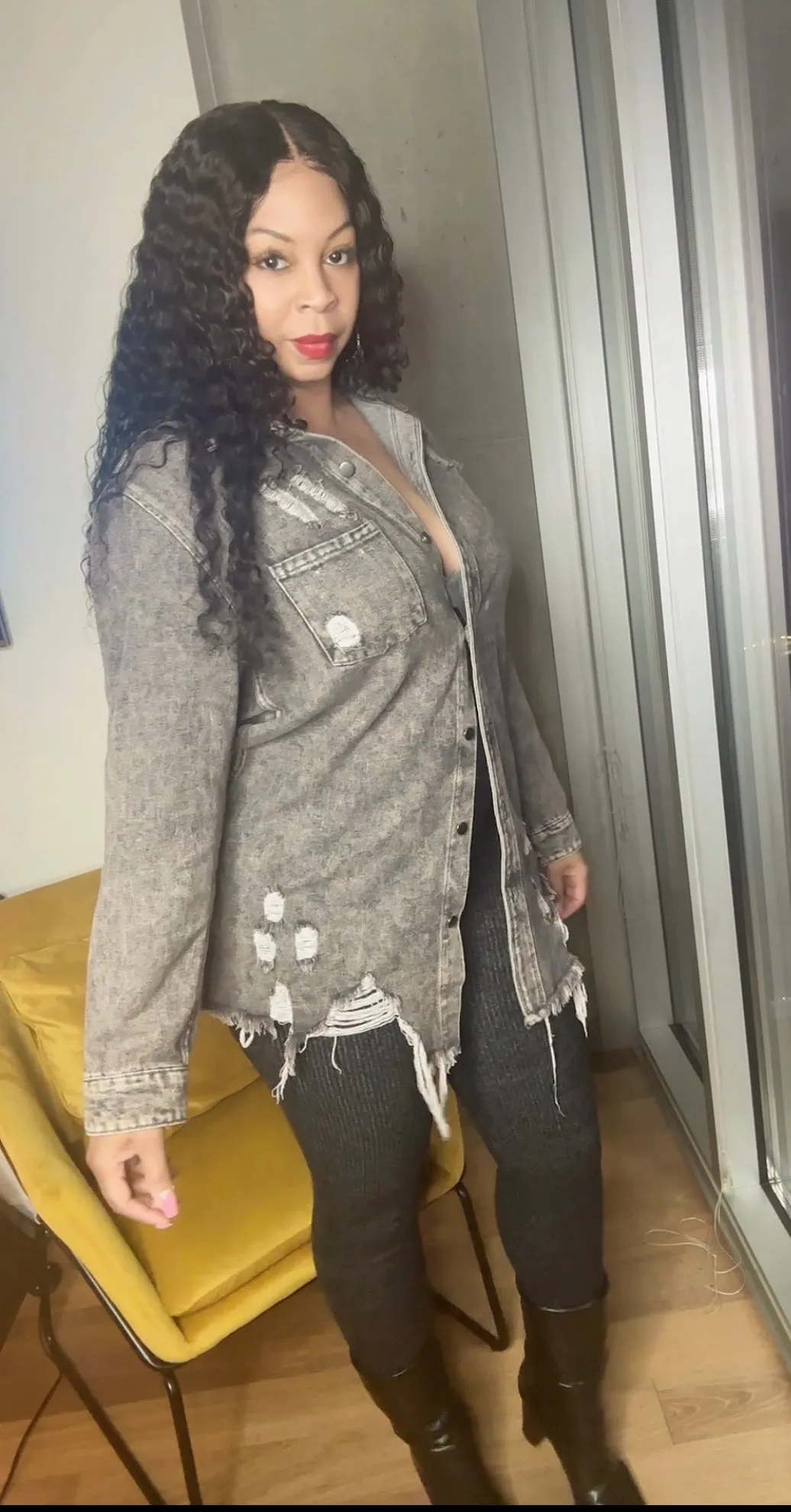 Savage Distressed Denim Shirt Jacket! Medium Left