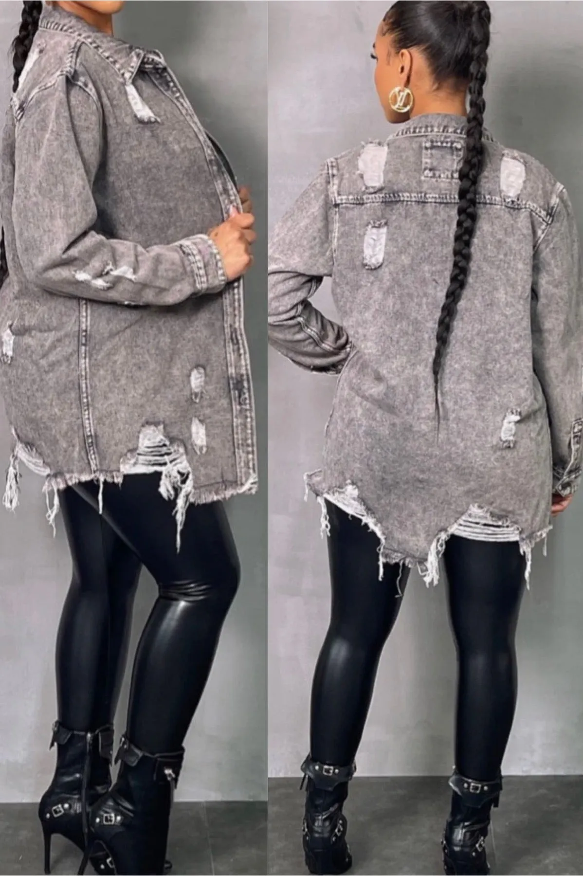 Savage Distressed Denim Shirt Jacket! Medium Left