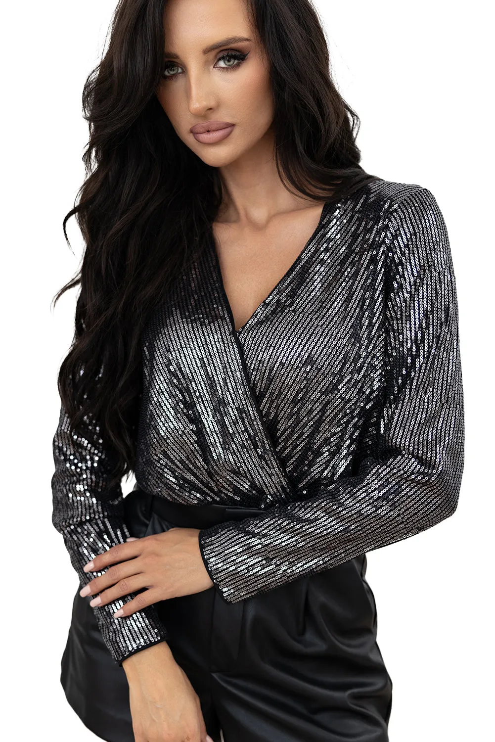 Sequin Mesh Long Sleeve Bodysuit