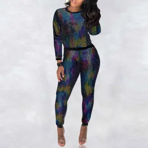 Sequins Long Sleeve Top & Pants Set