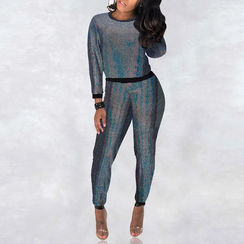 Sequins Long Sleeve Top & Pants Set