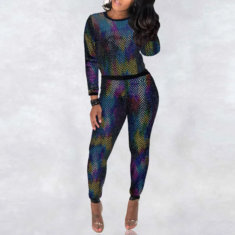 Sequins Long Sleeve Top & Pants Set