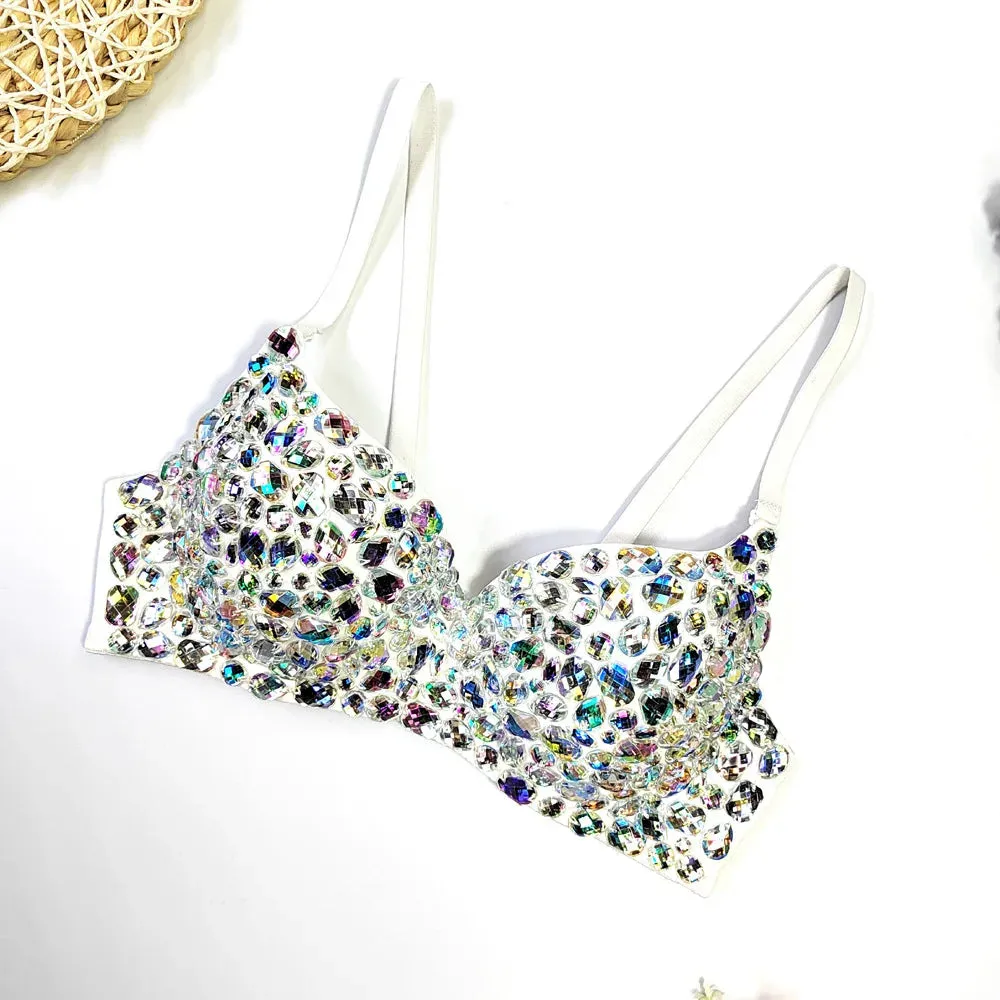 Sexy Diamond Beaded Bustier Tank Top – Sparkle & Confidence for Every Party