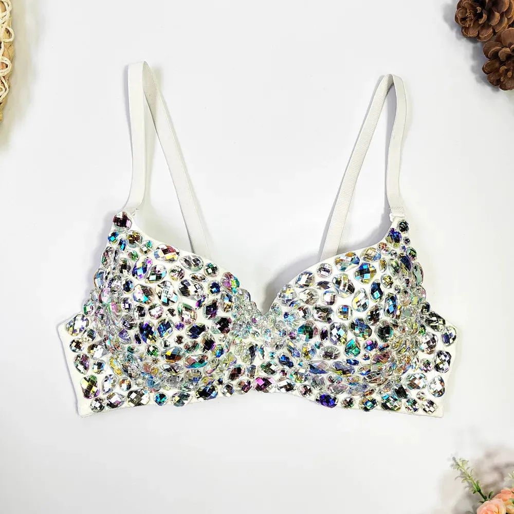 Sexy Diamond Beaded Bustier Tank Top – Sparkle & Confidence for Every Party