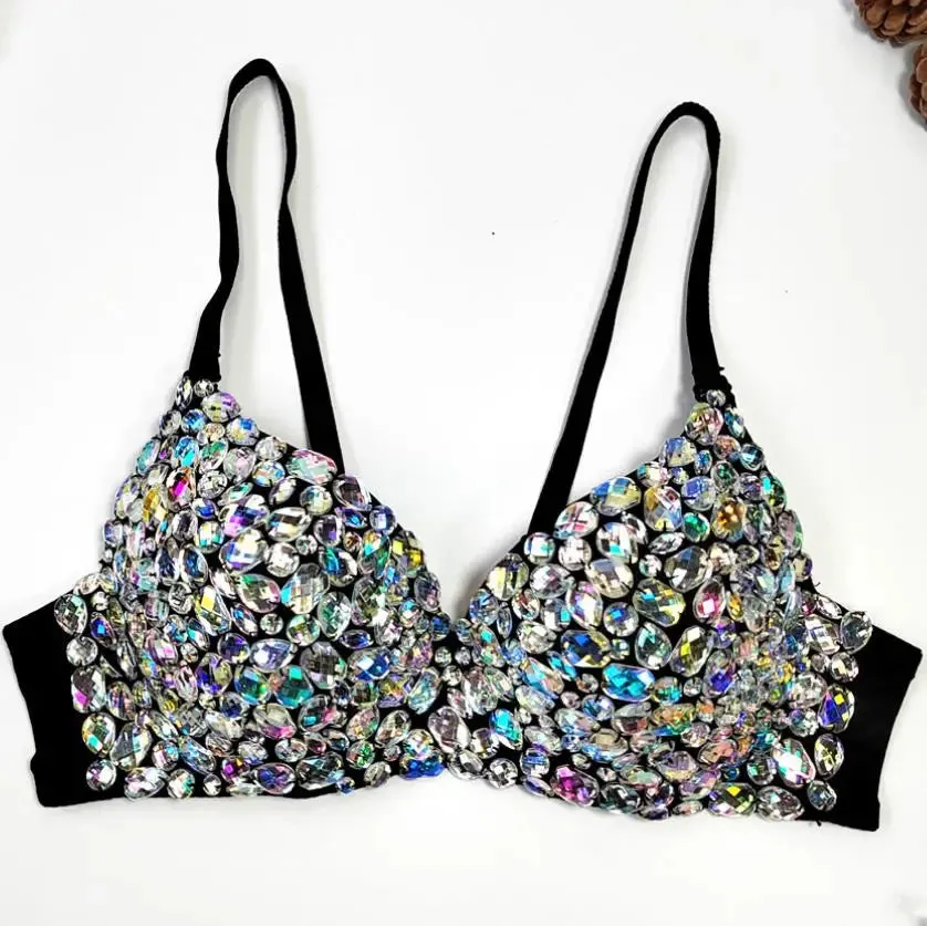 Sexy Diamond Beaded Bustier Tank Top – Sparkle & Confidence for Every Party