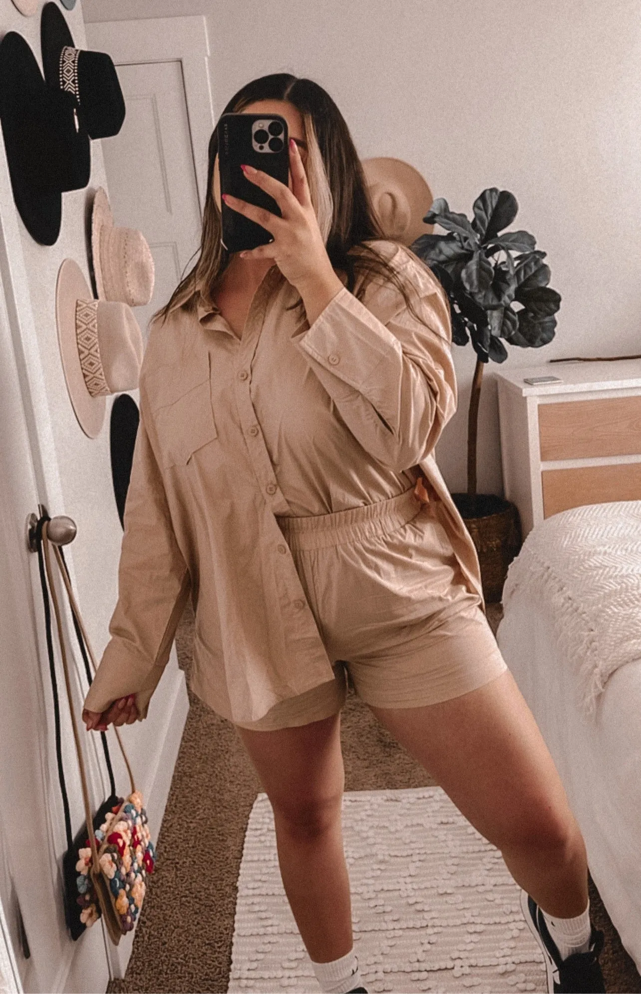 shaken almond espresso boyfriend button down