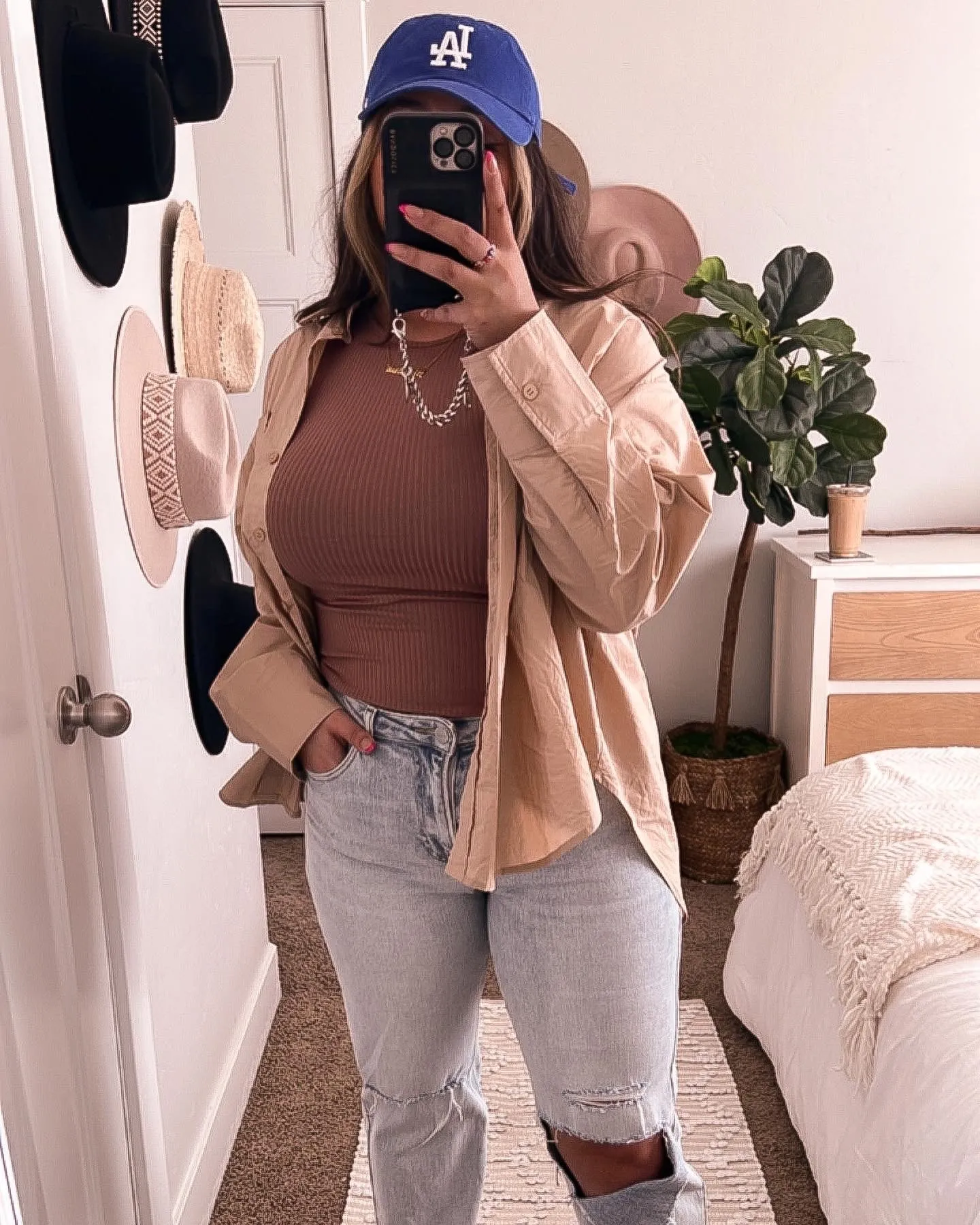 shaken almond espresso boyfriend button down
