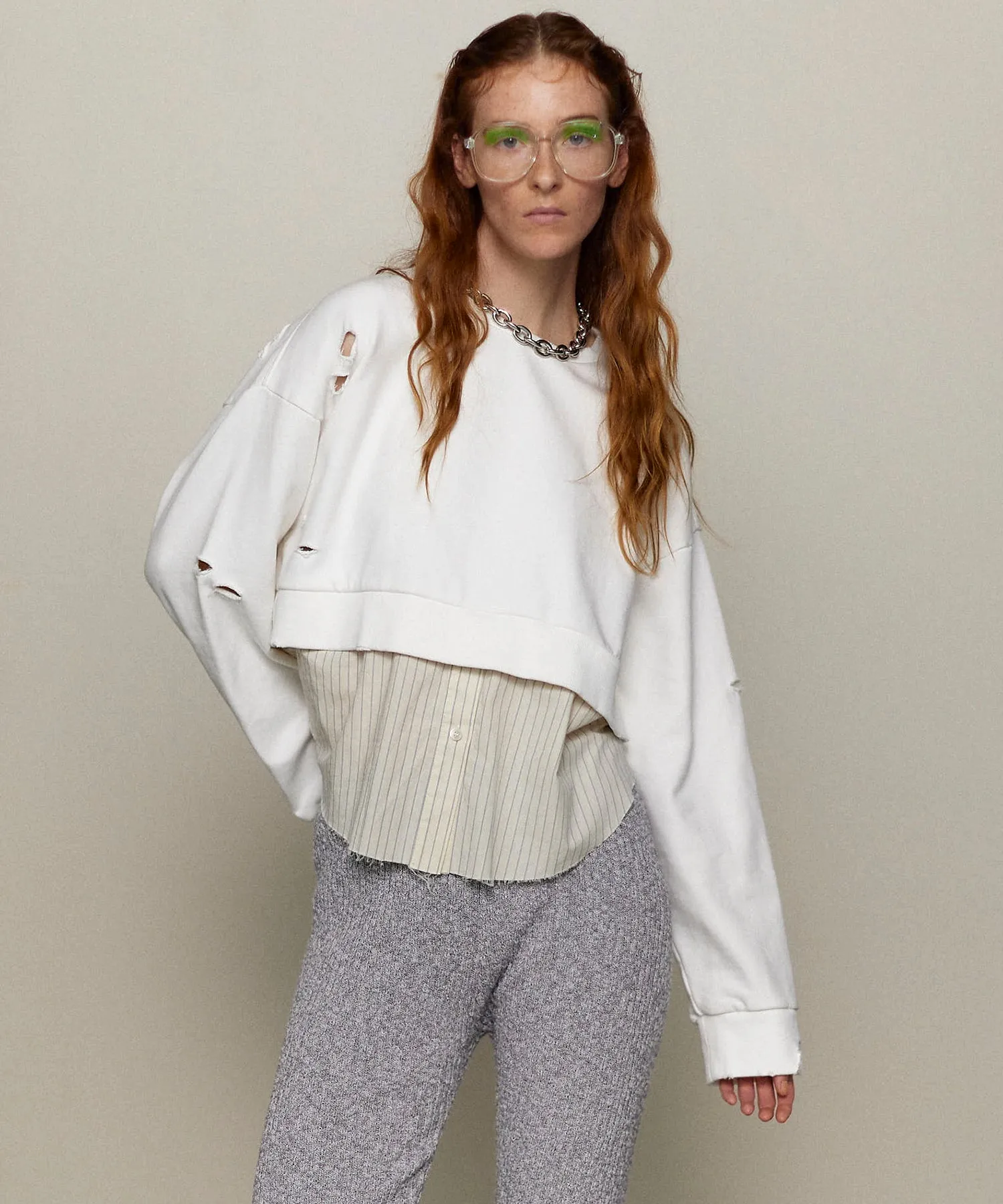 Shirt Layered Crush Processing Sweatshirt