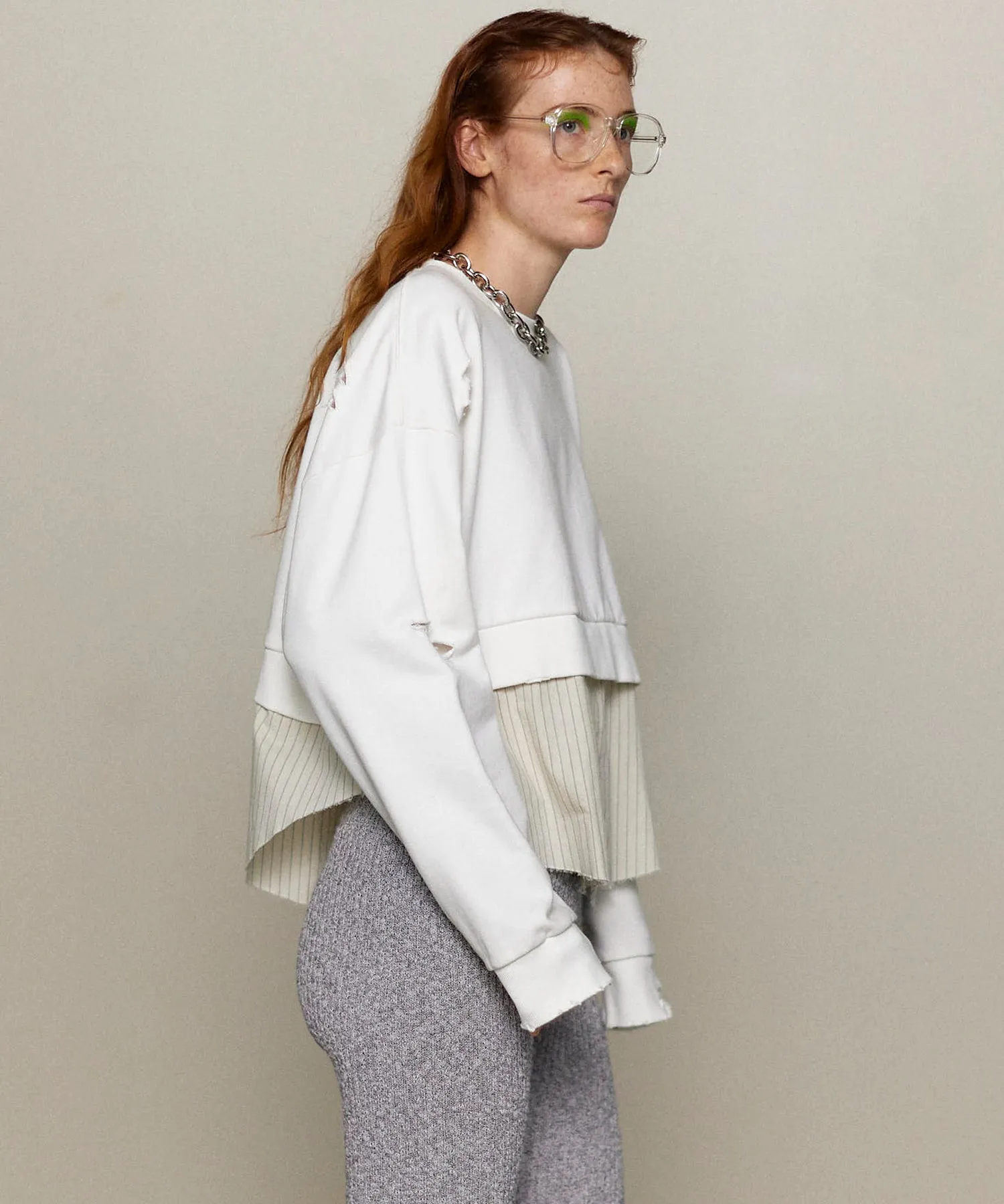 Shirt Layered Crush Processing Sweatshirt