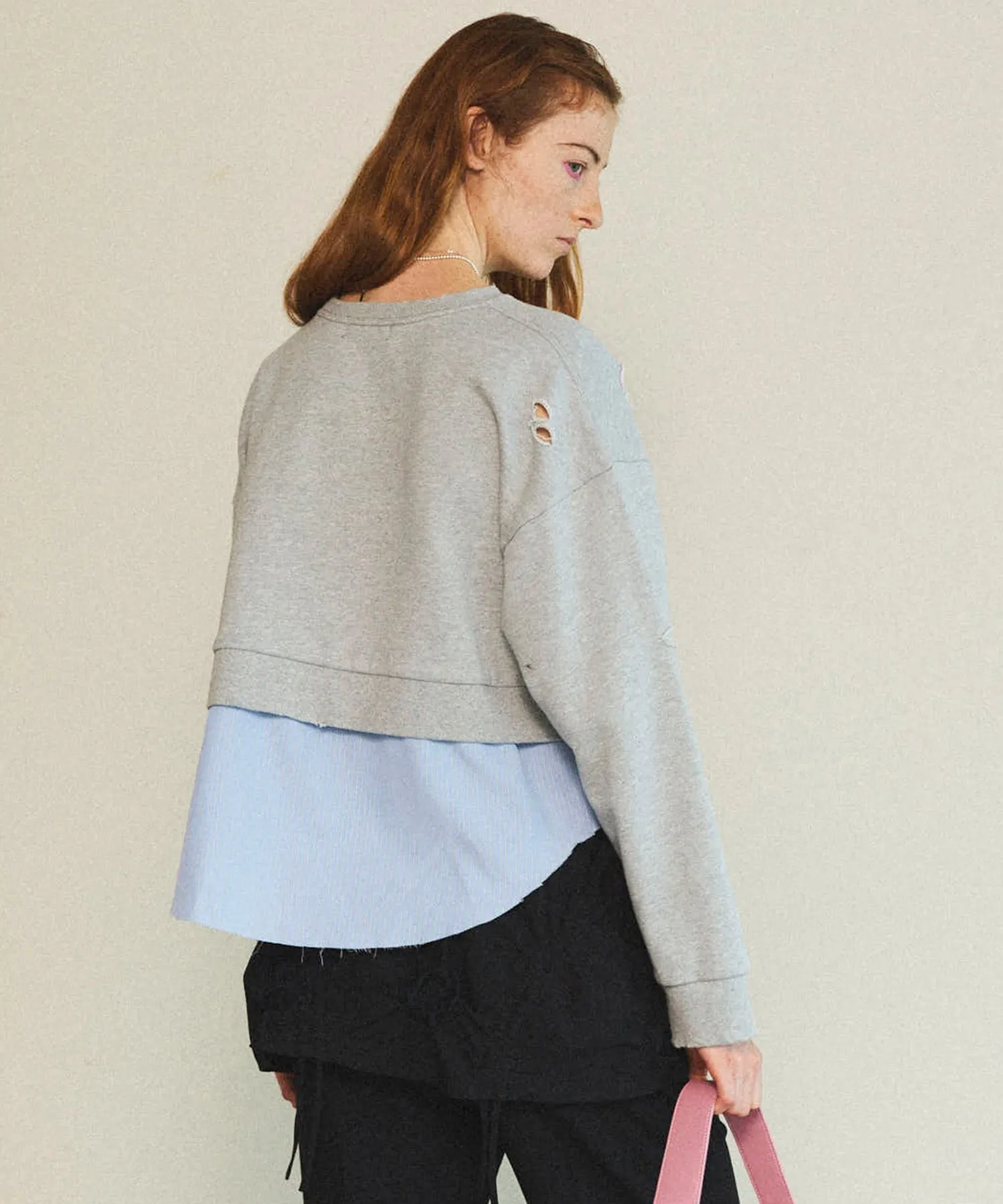 Shirt Layered Crush Processing Sweatshirt