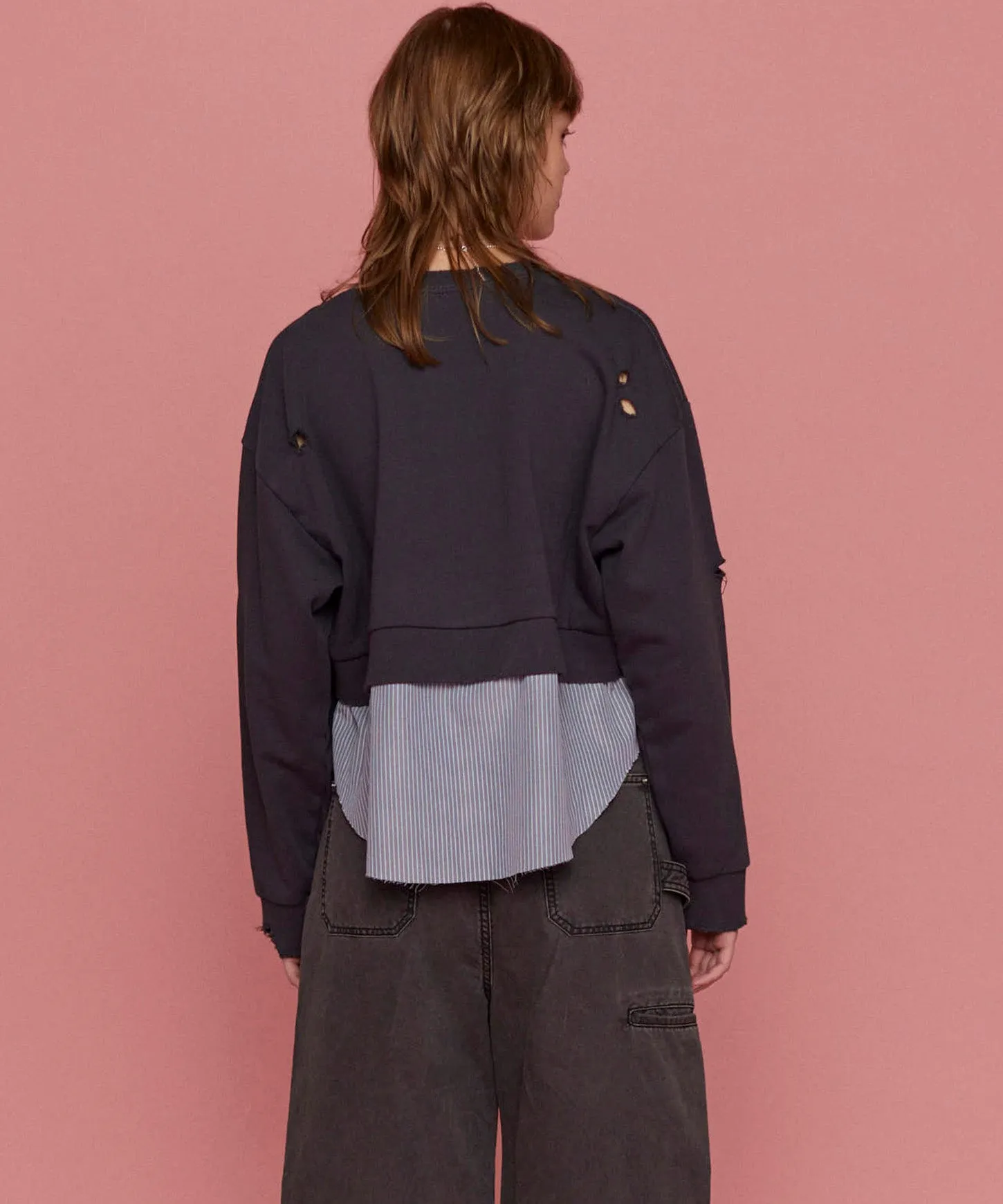 Shirt Layered Crush Processing Sweatshirt