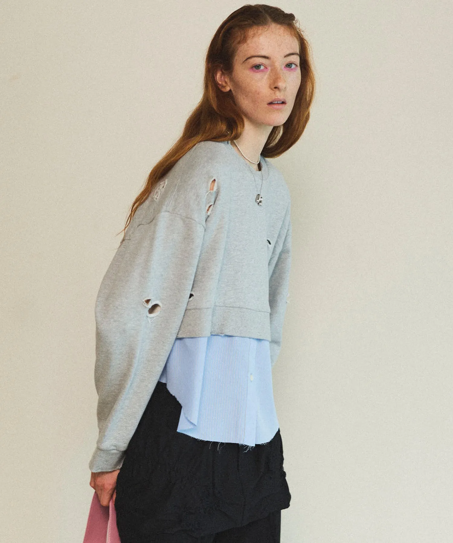 Shirt Layered Crush Processing Sweatshirt