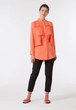 Shirt With Layered Pleats Panel