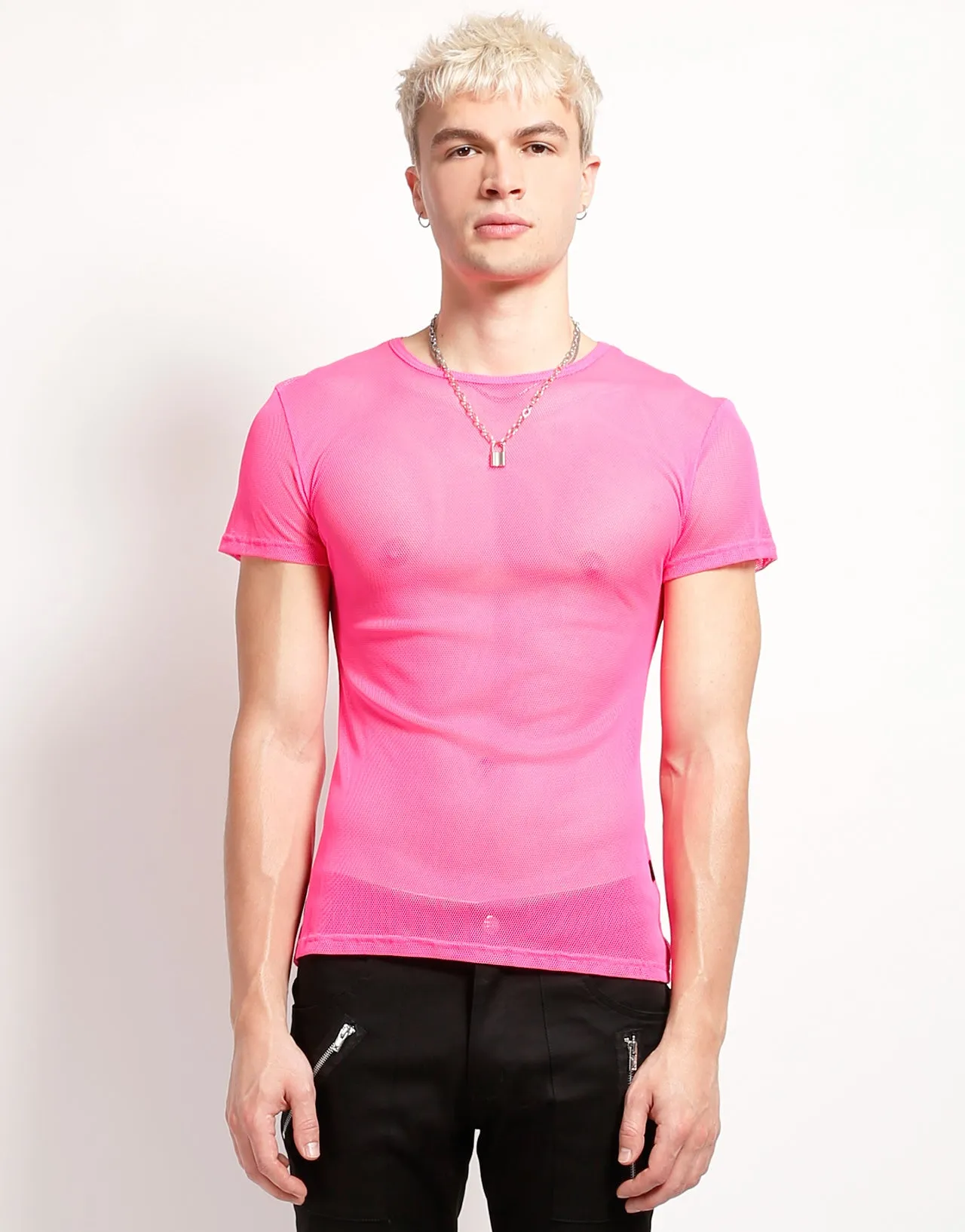 SHORT SLEEVE FISHNET PINK
