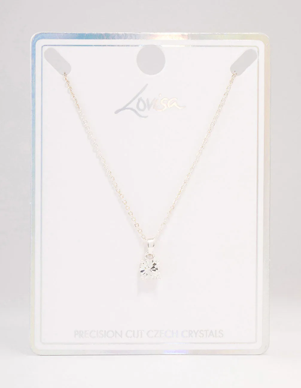 Silver Solitaire Czech Bohemia Crystal Necklace