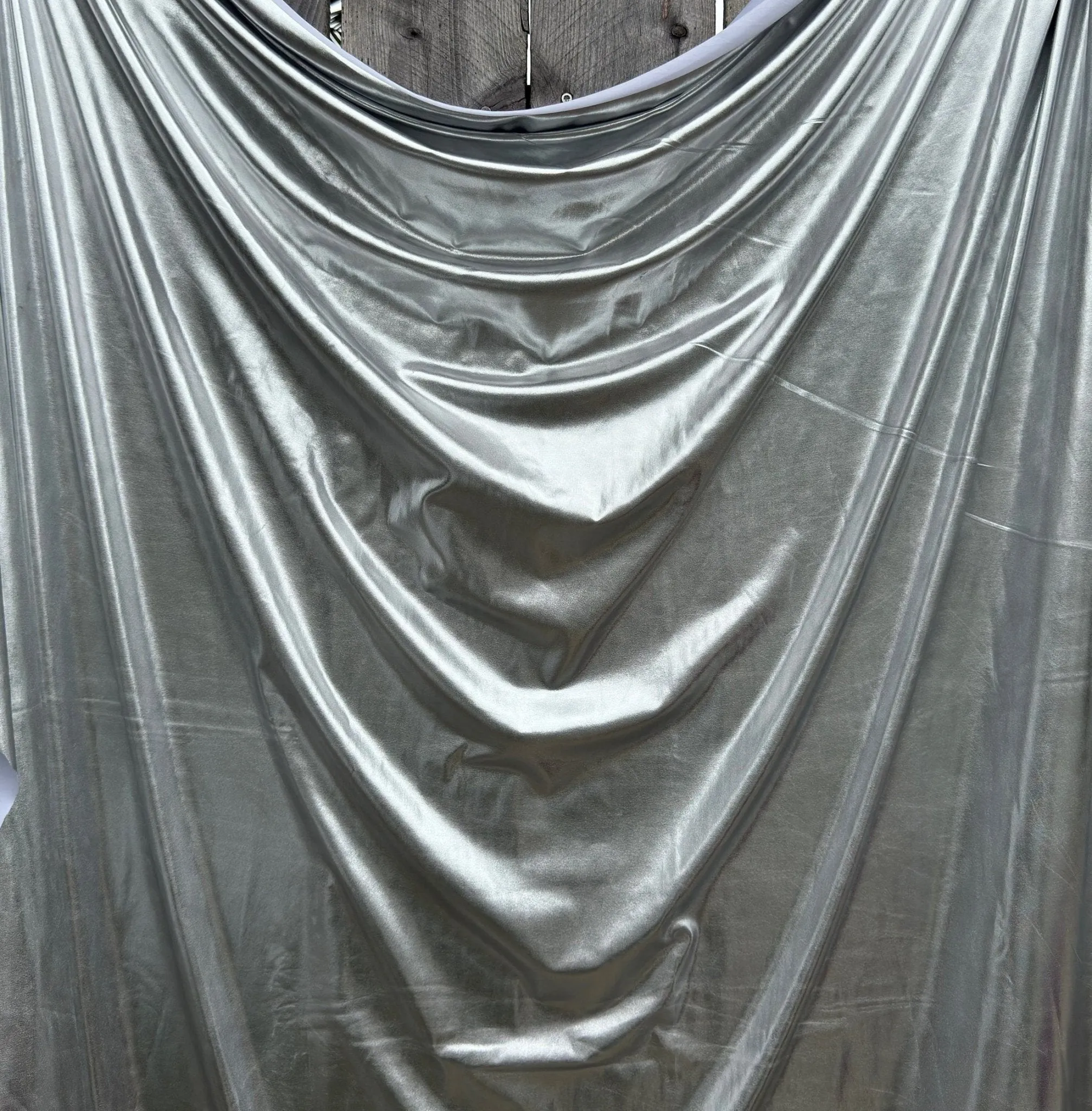Silver Spandex Lame Foil Fabric by Yard Super Stretch Metallic Lame All Over Foil on Stretch Knit for Dance Wear Costumes, Dresses, Leggings