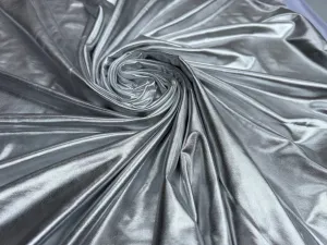Silver Spandex Lame Foil Fabric by Yard Super Stretch Metallic Lame All Over Foil on Stretch Knit for Dance Wear Costumes, Dresses, Leggings