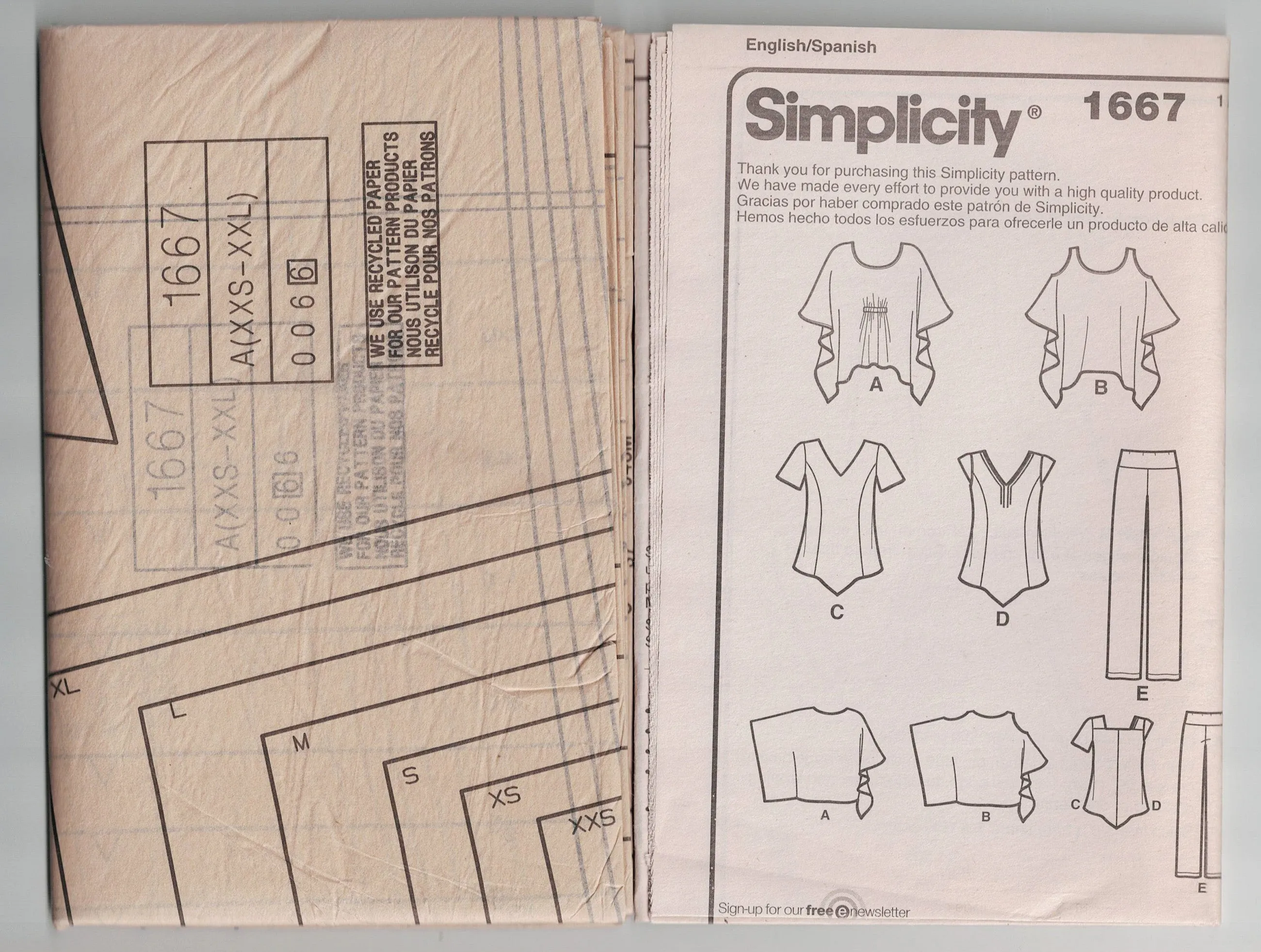 Simplicity 1667 Womens Casual Pants & Tops Out Of Print Sewing Pattern Sizes XXS - XXL UNCUT Factory Folded