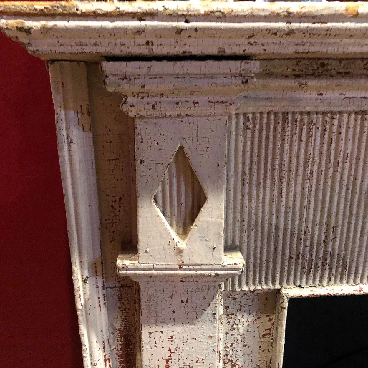 Small American White Painted Pine Fireplace Surround