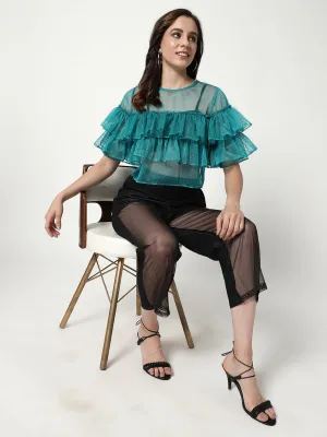 Solid Shimmer Multi Layered Sheer Top (Set Of 1)
