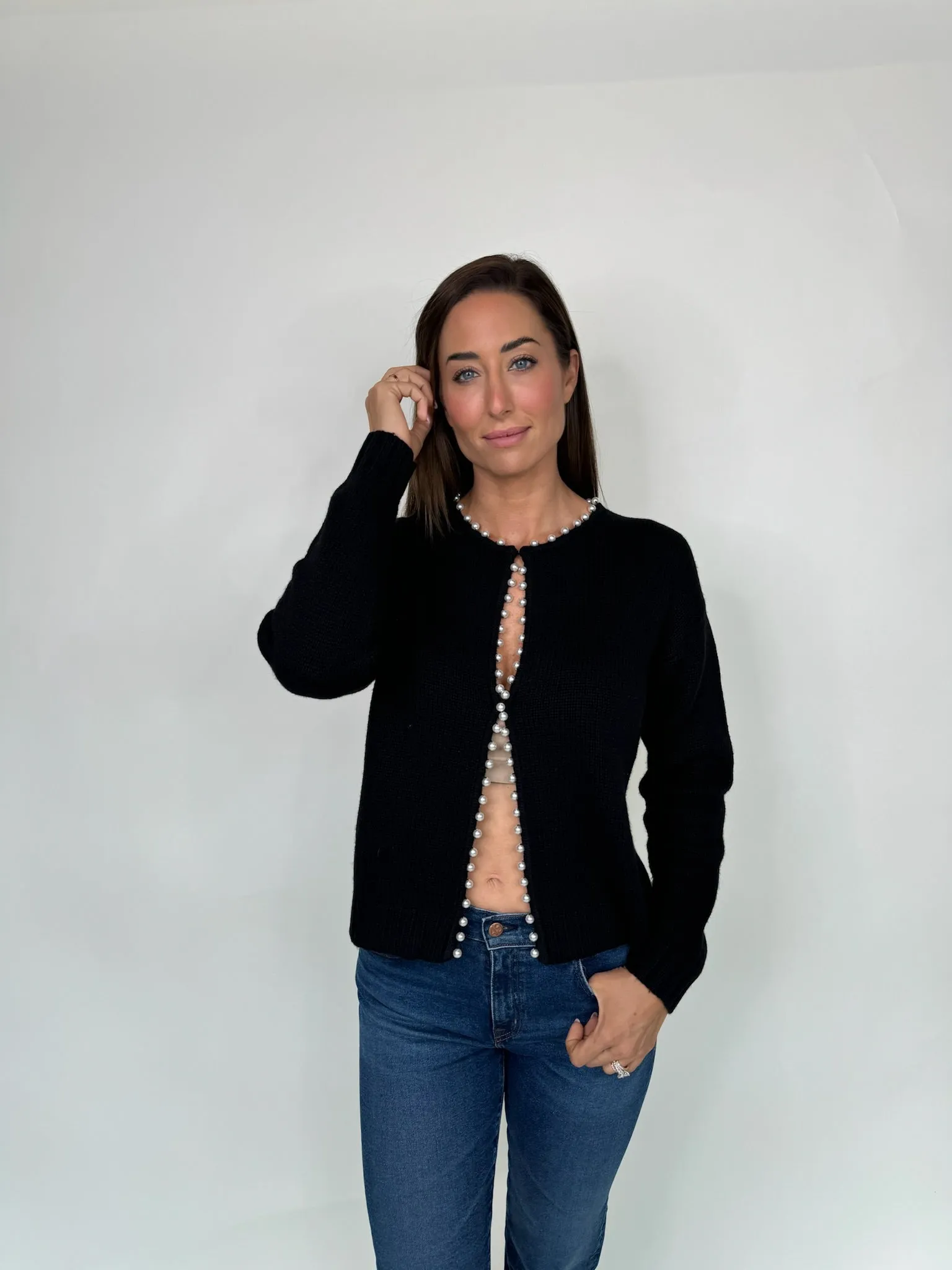 Splendid Emmy Pearl Cardigan Black