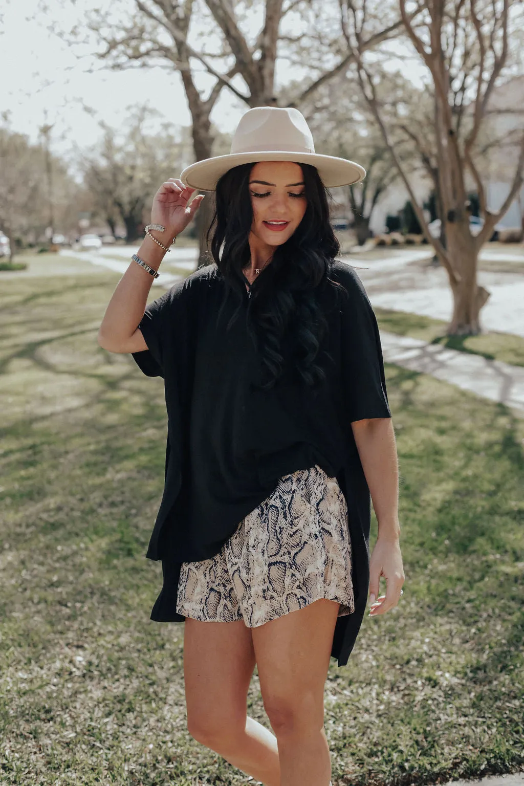 Split Side Tunic Top (BLACK)