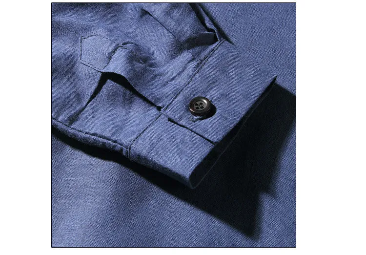 Spring Chinese Men's Wear Cotton and Hemp T-shirt, Loose Long-sleeved Round-collar Hanjacket, Men's Large Bottom Shirt and Linen