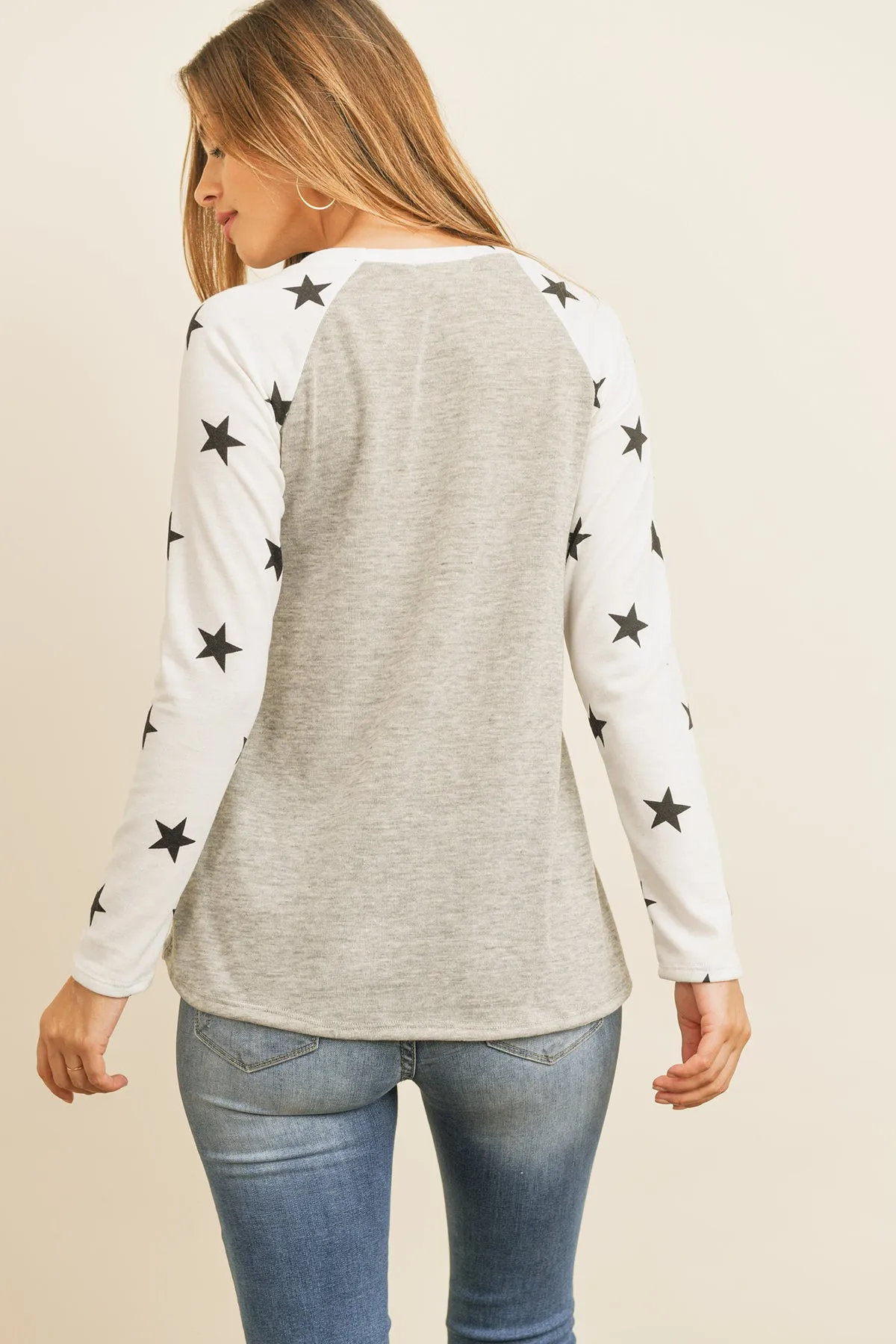 Star Contrast Sleeve Top