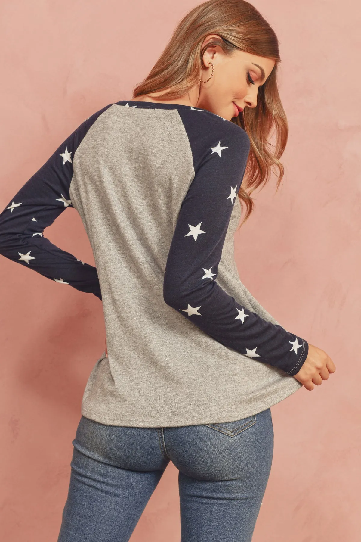 Star Contrast Sleeve Top