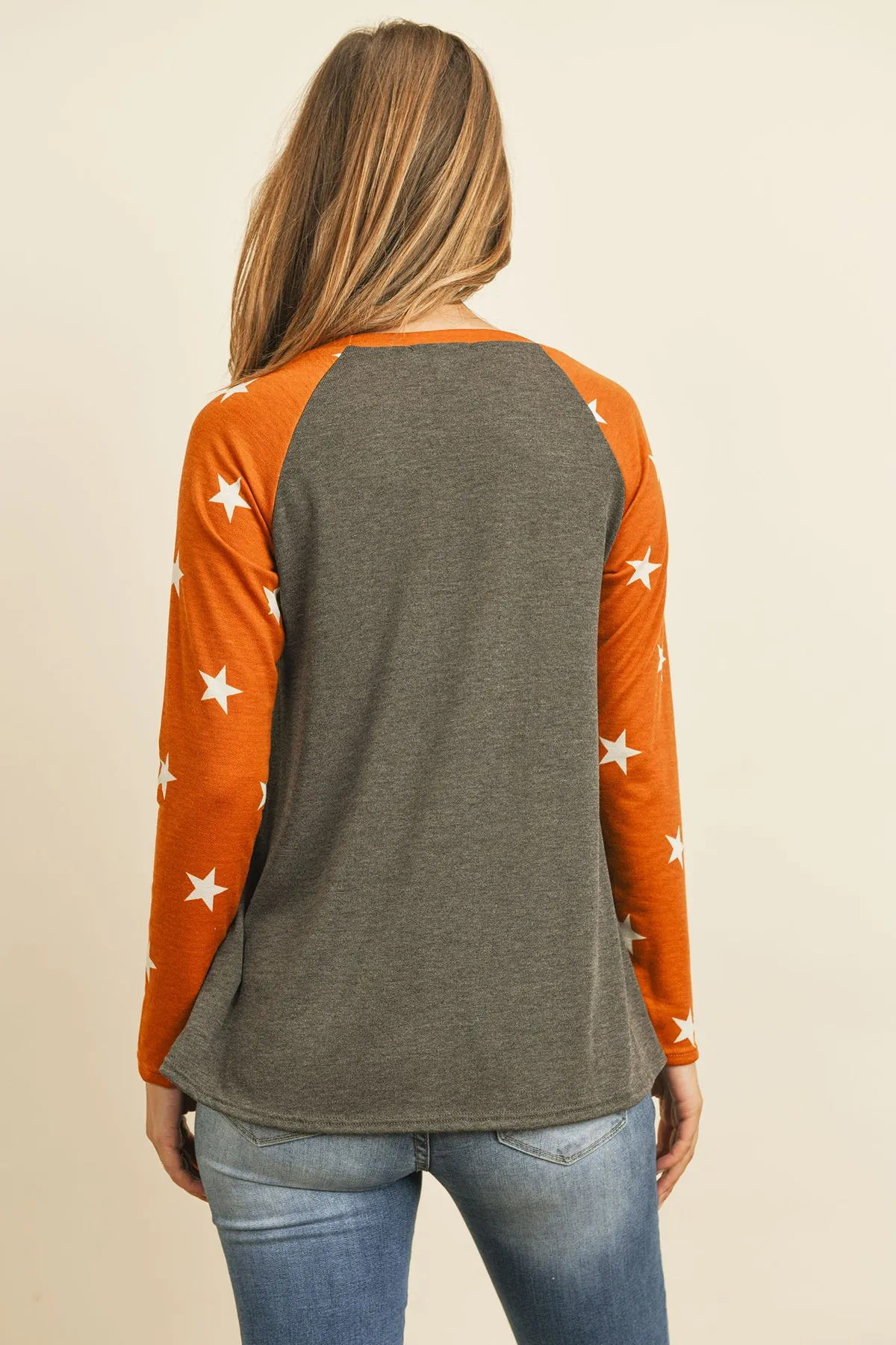Star Contrast Sleeve Top