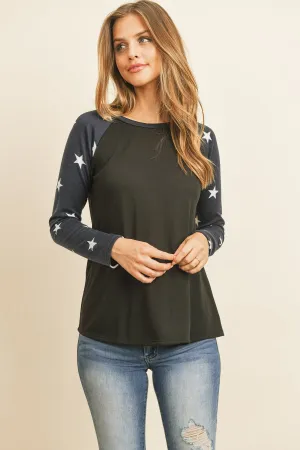 Star Contrast Sleeve Top