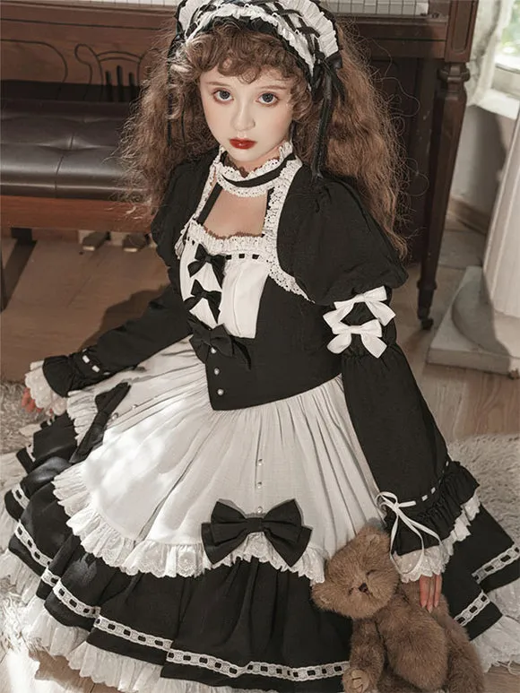 Steampunk Ruffles Long Sleeves Top Black