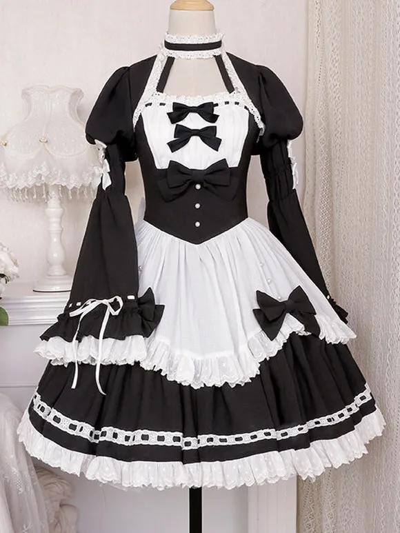 Steampunk Ruffles Long Sleeves Top Black