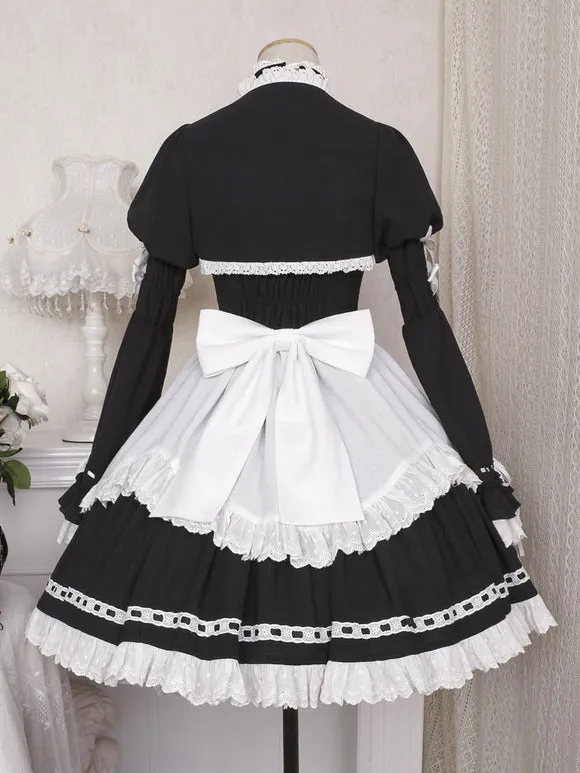 Steampunk Ruffles Long Sleeves Top Black
