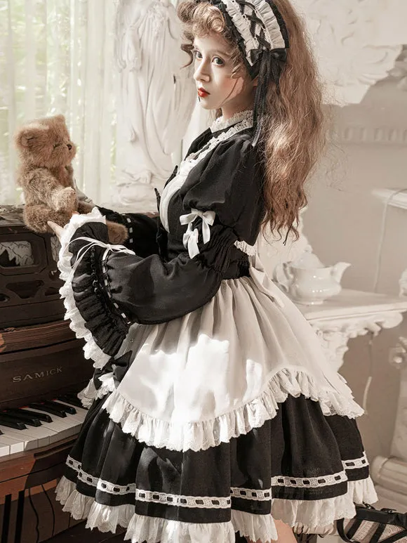 Steampunk Ruffles Long Sleeves Top Black