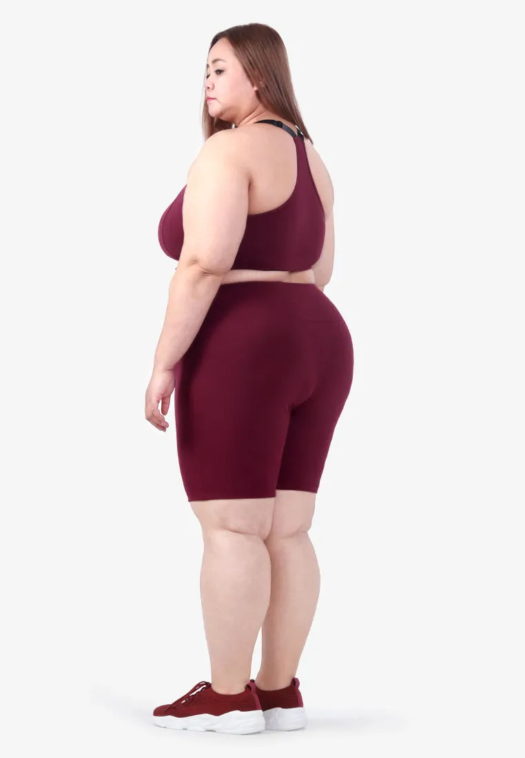 Steps High-waisted Activewear Biker Shorts - Maroon
