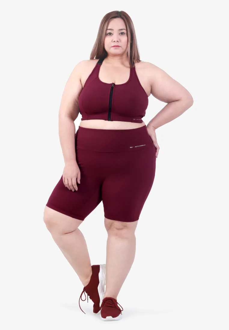 Steps High-waisted Activewear Biker Shorts - Maroon