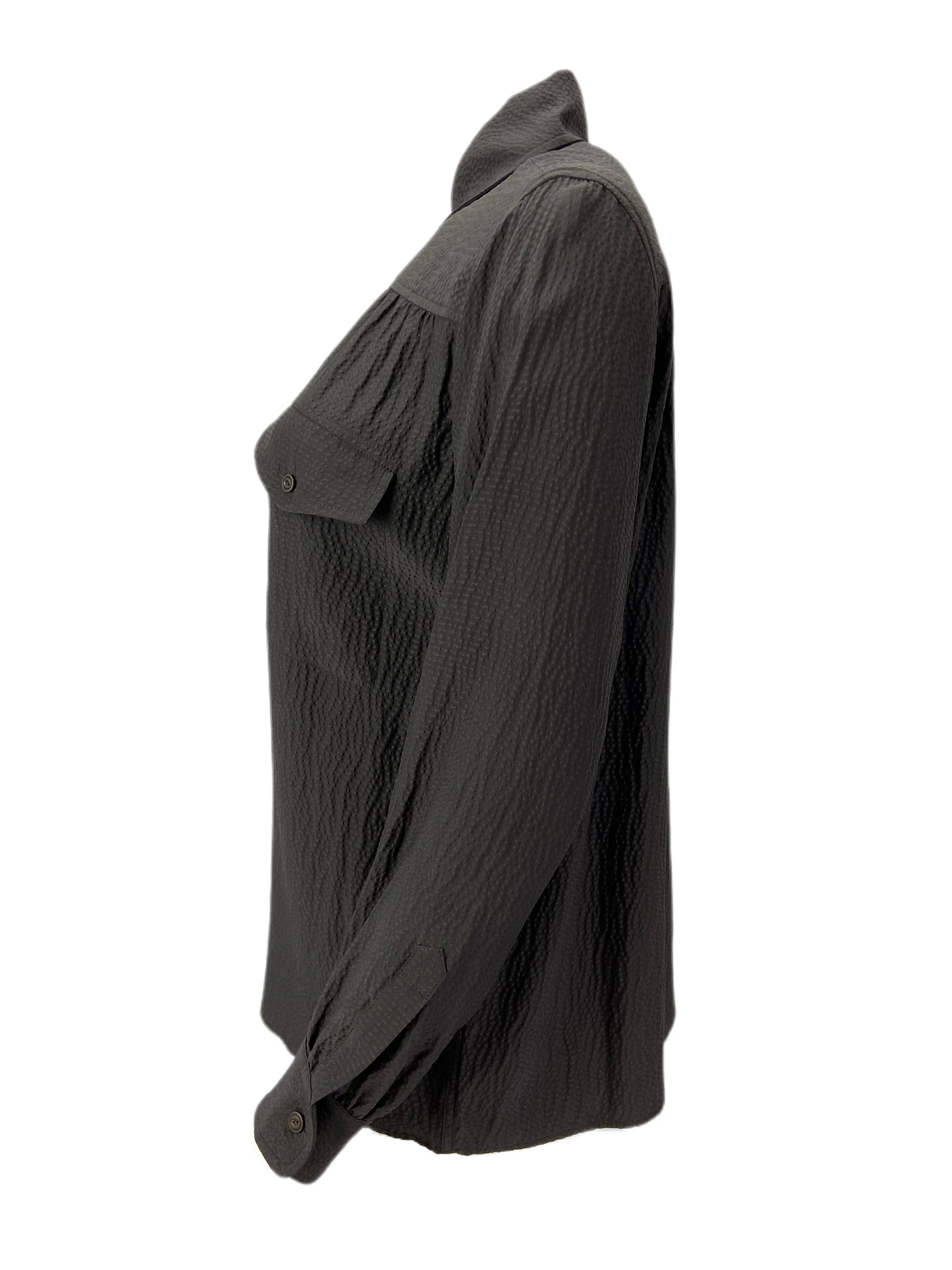 STEVEN ALAN Women's Charcoal Solid Tara Long Sleeve Casual Shirt Sz S NWT