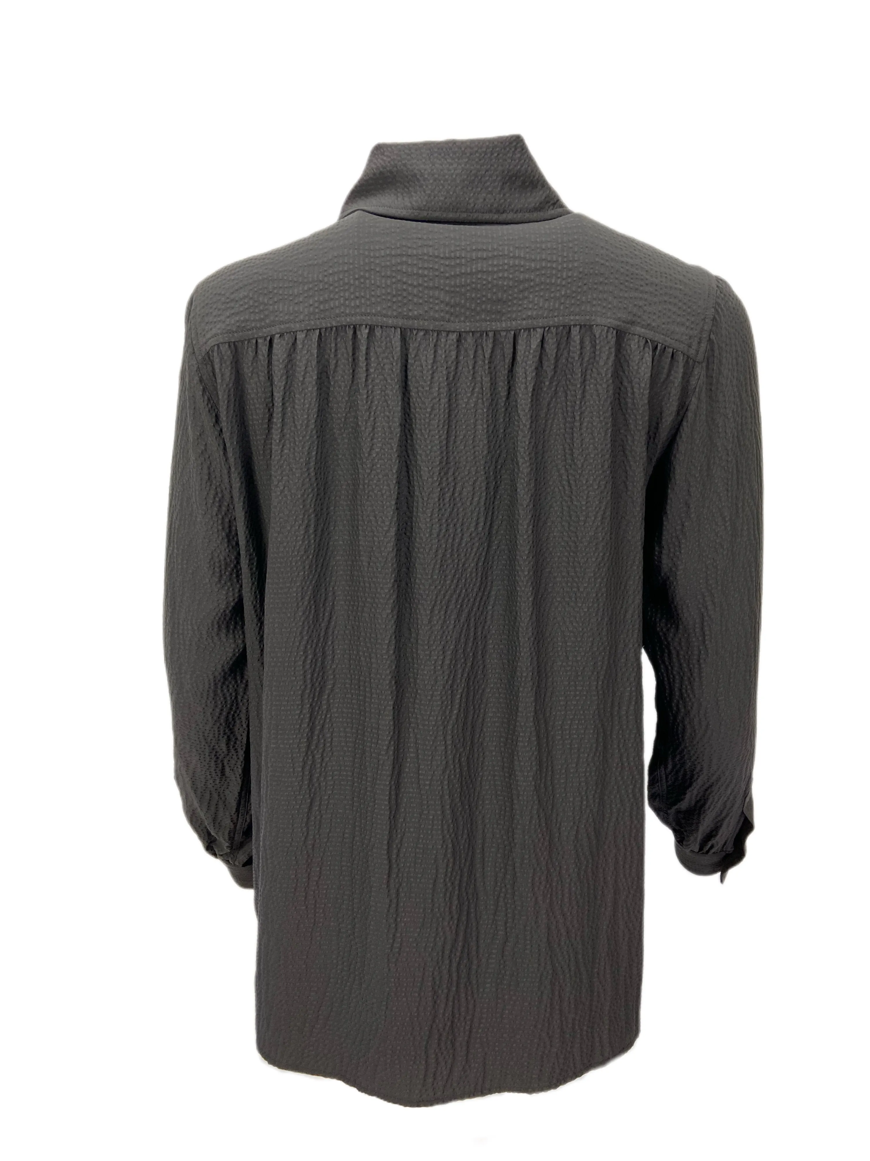 STEVEN ALAN Women's Charcoal Solid Tara Long Sleeve Casual Shirt Sz S NWT