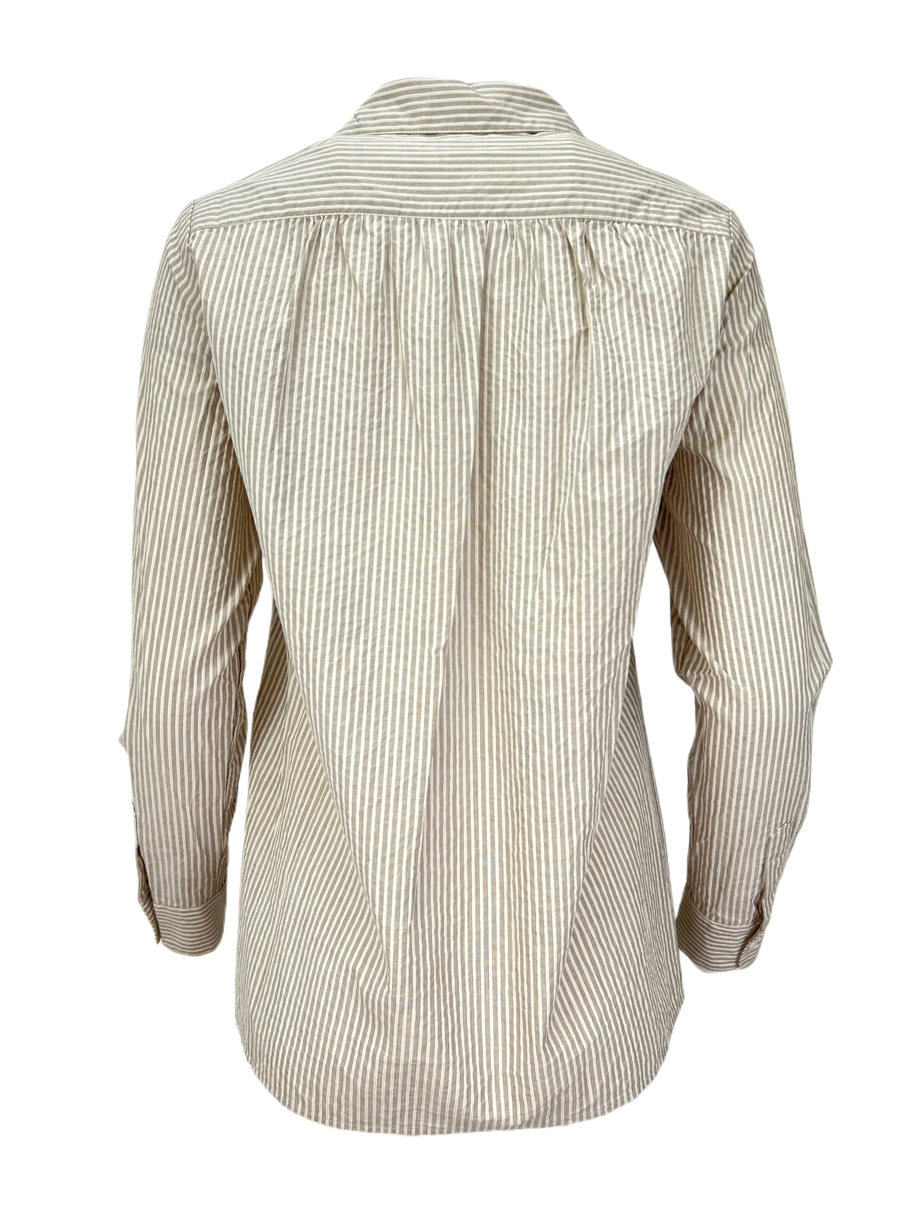 STEVEN ALAN Women's White Gathered Work Striped Casual Shirt Sz S NWT