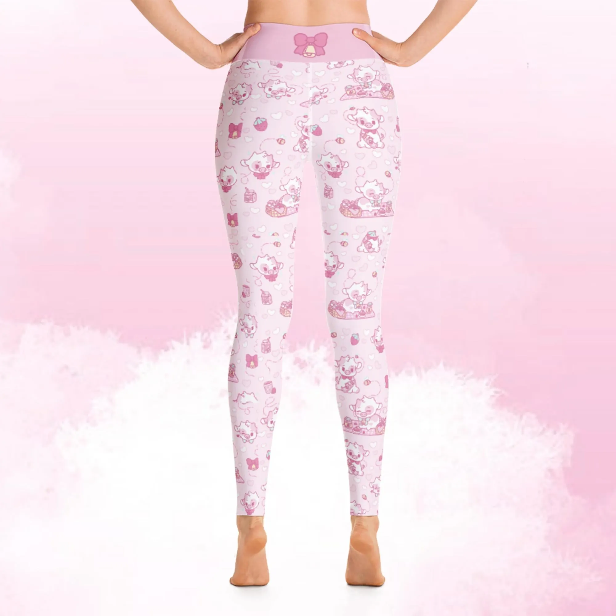 Strawberry Cow Pattern Yoga Leggings