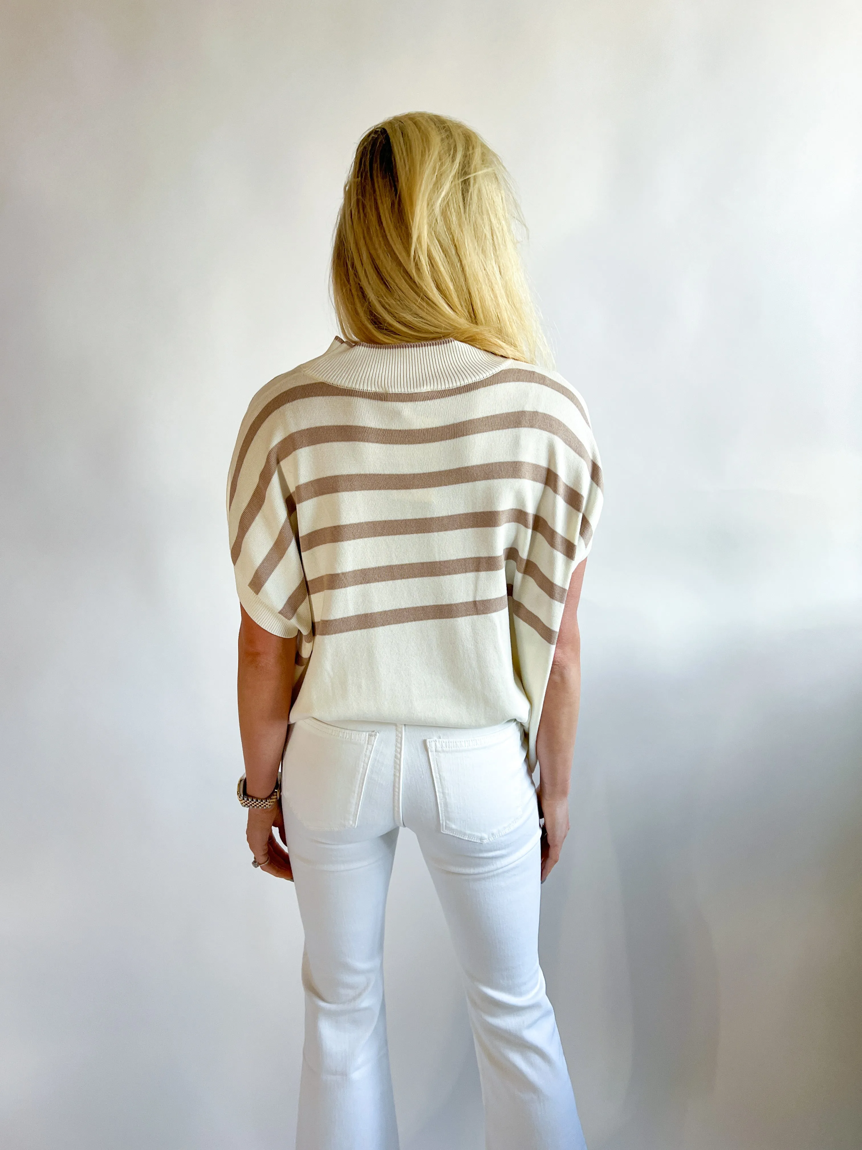 Stripe Shoulder Oversized Top