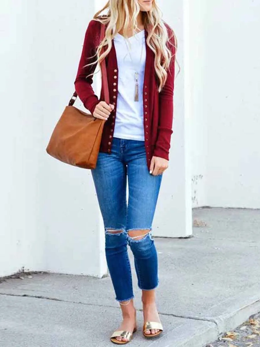 Stunncal Buttons Cardigan Tops