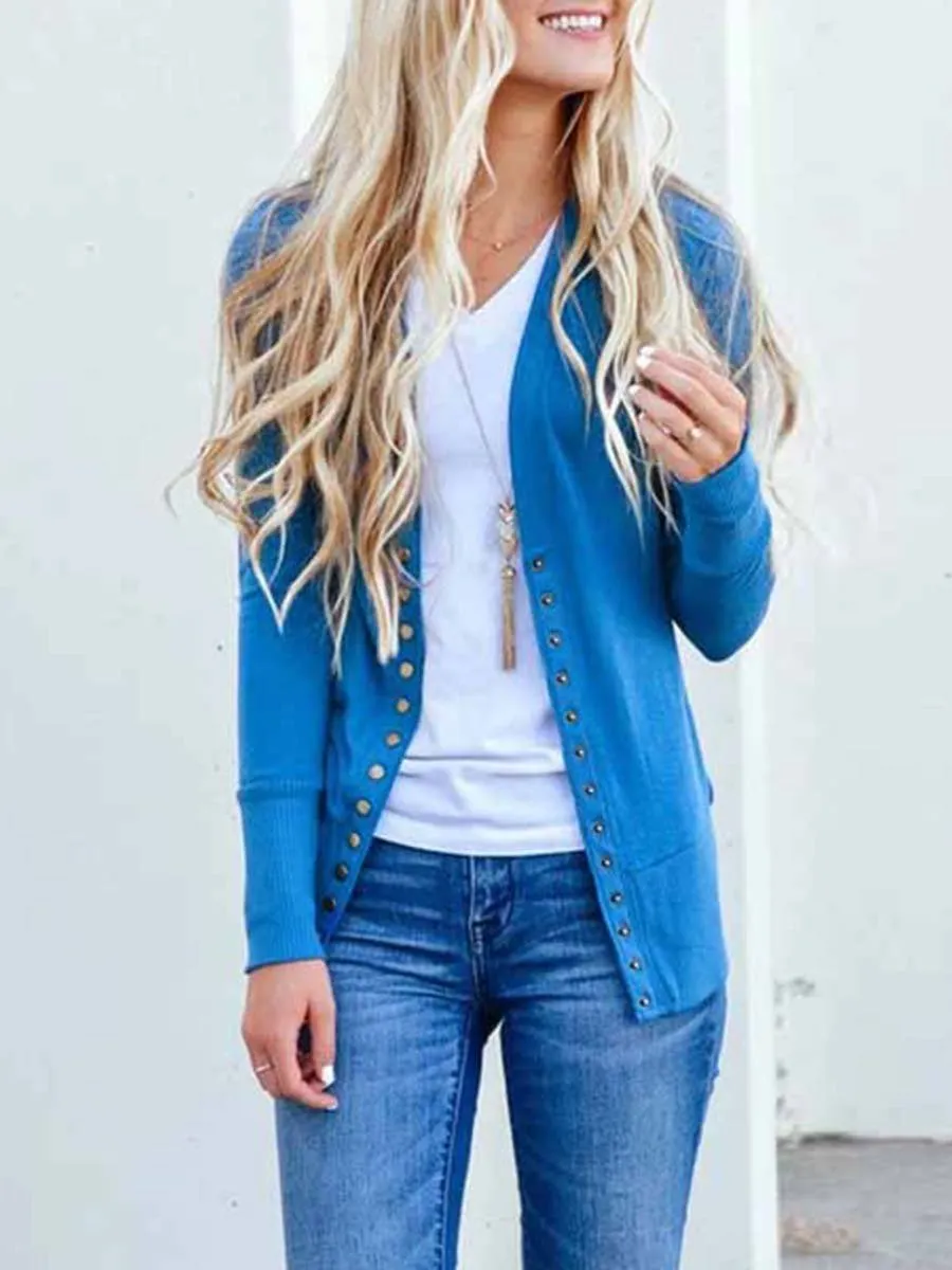 Stunncal Buttons Cardigan Tops